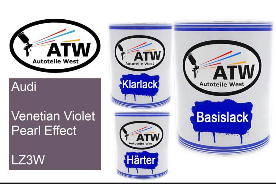 Audi, Venetian Violet Pearl Effect, LZ3W: 1L Lackdose + 1L Klarlack + 500ml Härter - Set, von ATW Autoteile West.